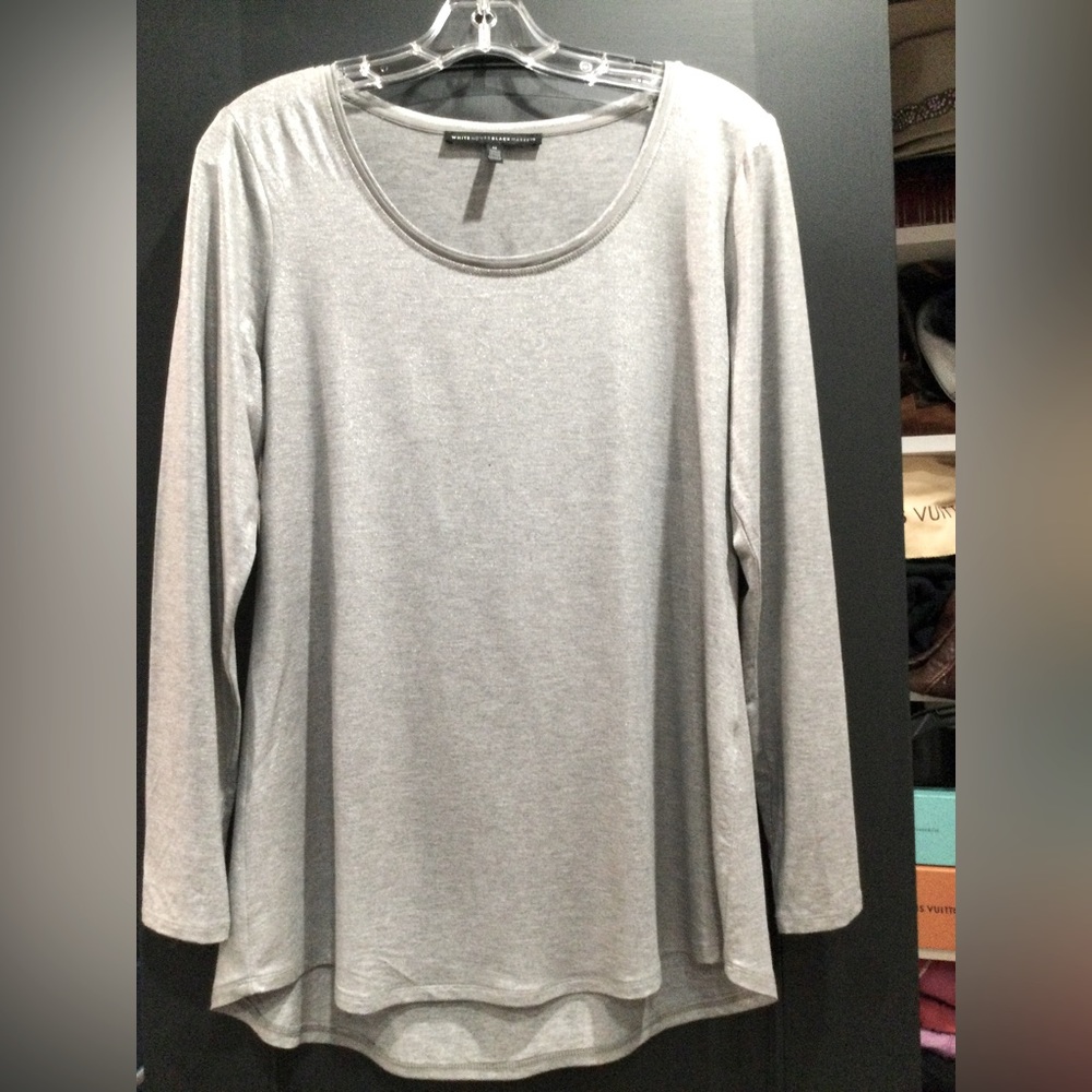 White House Black Market shimmering long sleeved crew neck top